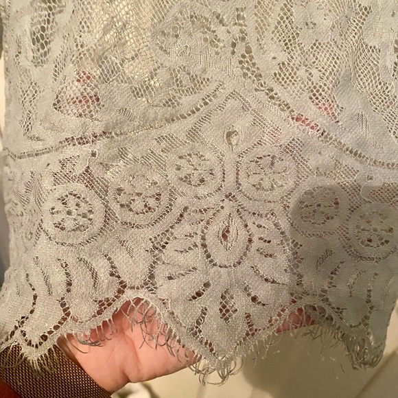 POL charcoal long lace bell sleeve boho overlay top size M - Picture 3 of 9